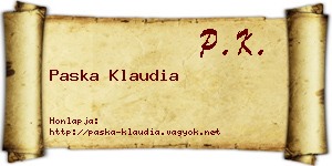 Paska Klaudia névjegykártya